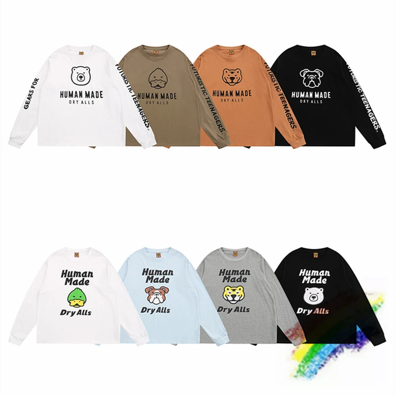 

Long Sleeves Human Made T Shirt Men Women Animal 2022fw Human Made T-shirt Tees