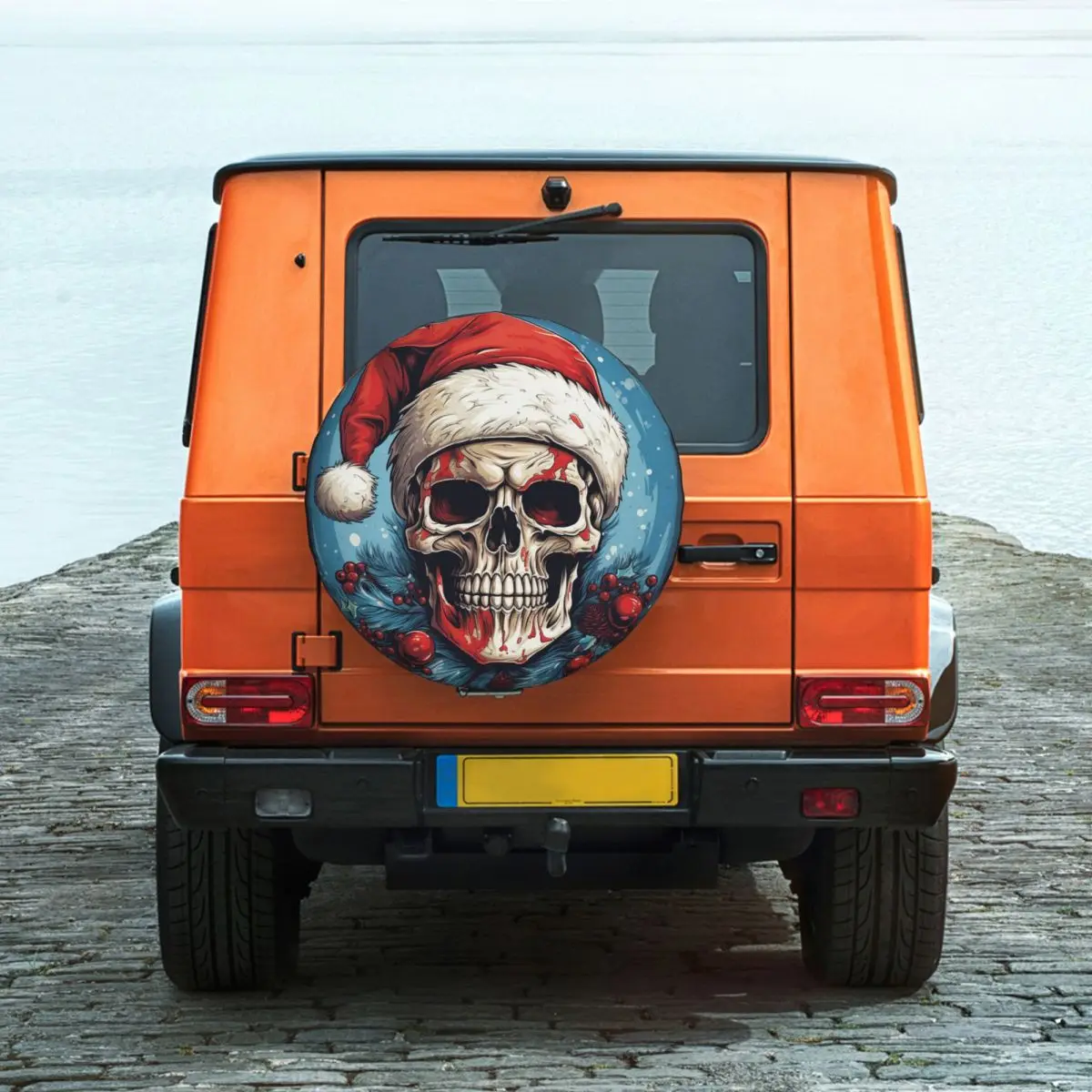 

Рождественская Крышка для запасных шин с изображением черепа для защиты от атмосферных воздействий, универсальные аксессуары для трейлеров, домов на колесах, внедорожников, грузовиков