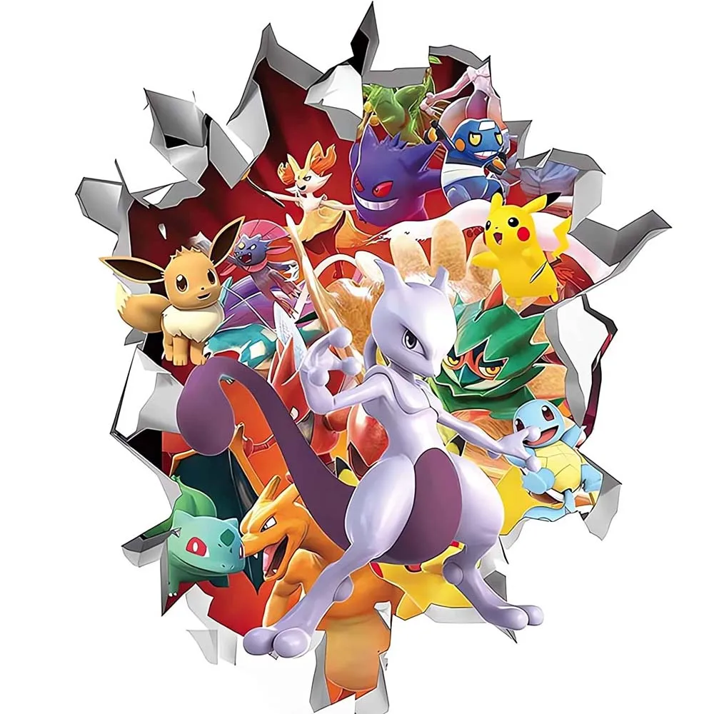 Аниме Покемон фигурка Пикачу ПВХ наклейки на стену украшения обои для детской комнаты детского сада гостиной DIY подарки на день рождения