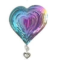 garden decor metal 3d heart shaped rotary wind bell transmit e commerce crafts color stainless