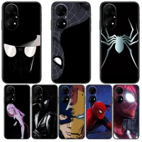 marvel spiderman black phone case for huawei p50 p40 p30 p20 10 9 8 lite e pro plus black etui coque painting hoesjes comic fas