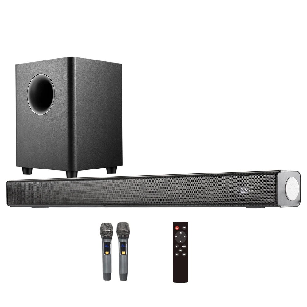 

Система объемного звучания Samtronic 150W Home KTV с беспроводным микрофоном, Саундбар с колонкой