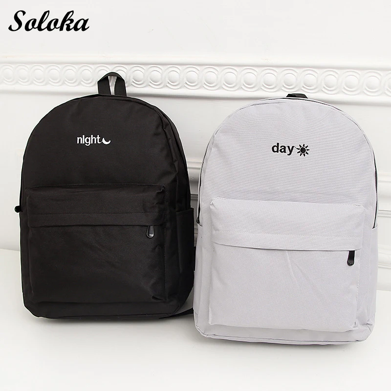

Lightweight Backpacks Day and Night Embroidery Canvas Knapsack Boys and Girls School Bags Travel Backpacks Teenagers Softback