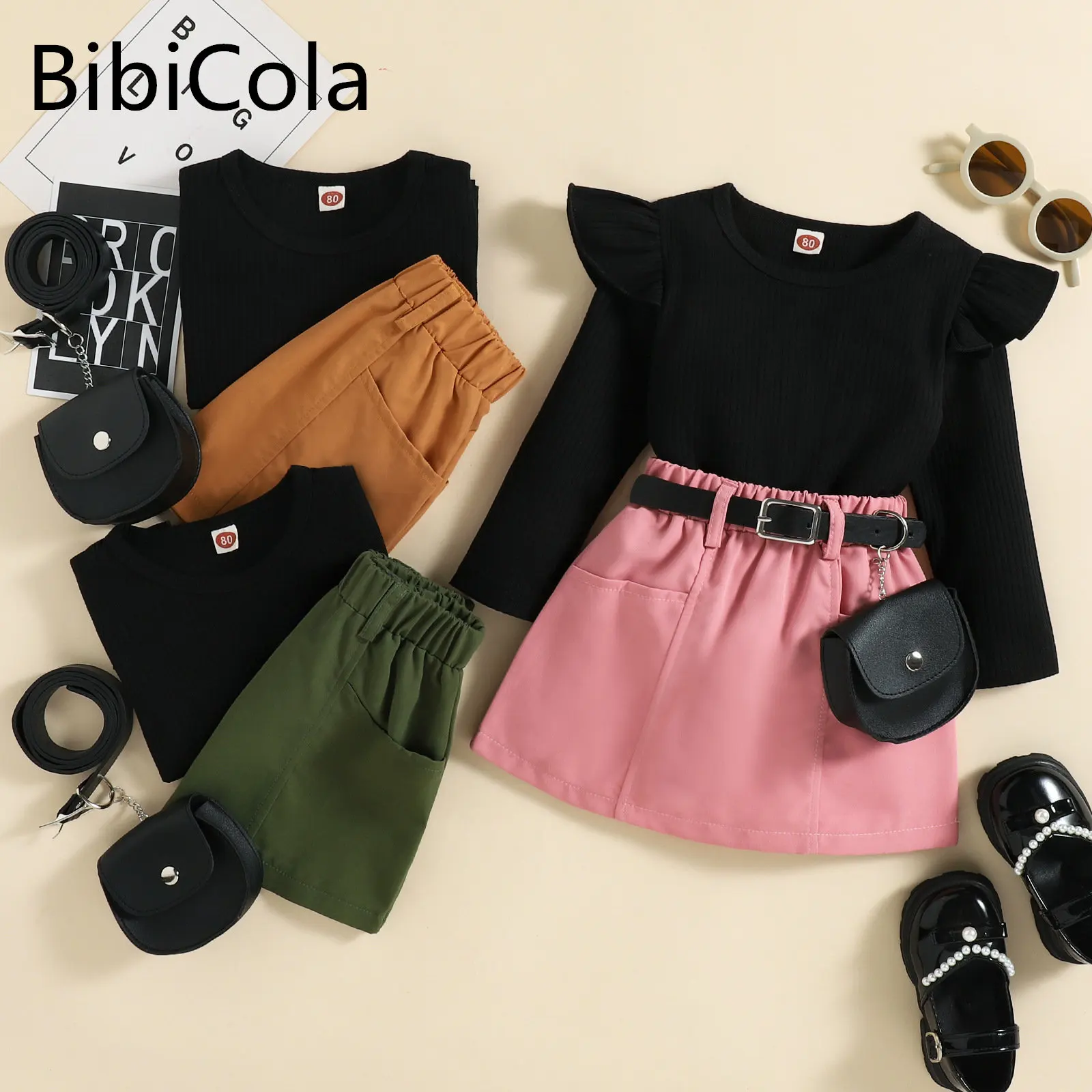 

Детская одежда для девочек модные комплекты одежды для малышей осенний топ с длинными рукавами и грибковым краем для маленьких девочек + шо...