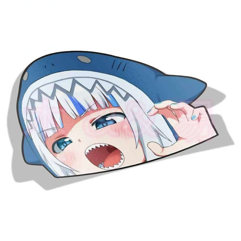 

Interesting Cartoon Car Sticker for Gawr Gura Hololive Peeker Peek Anime Vinyl Stickers JDM Window Trunk Bumper Car Accessories
