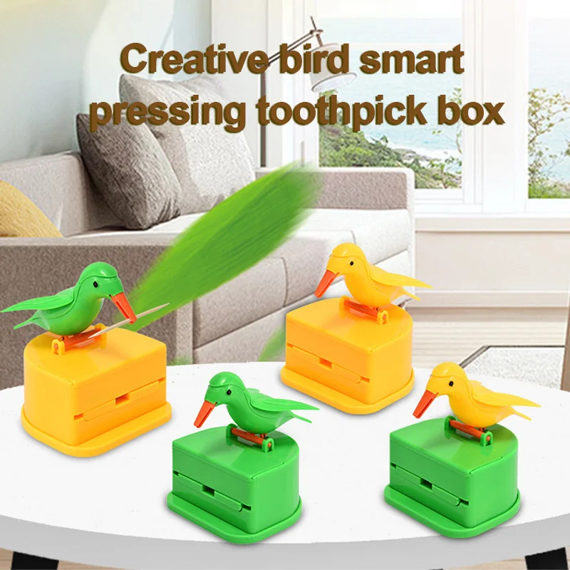 

1PCS Toothpick Holder Dispenser Cute Bird Toothpick Dispenser Gag Gift Cleaning Teeth Table Decoration Toothpick Box