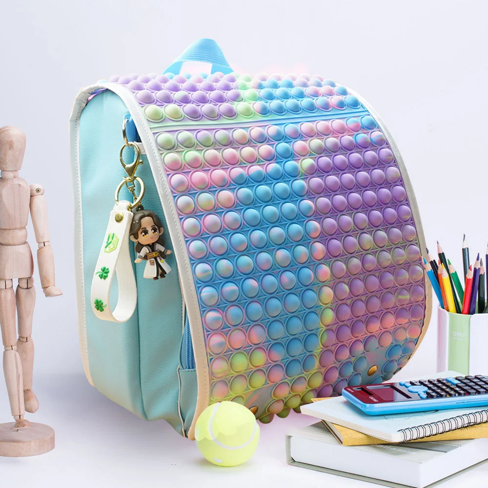 Big Capacity Popper School Backpack Fidget Toys Shoulder Preschool Purse Bag Push Pop Bubble Canvas BookBag Stress Relief Gift