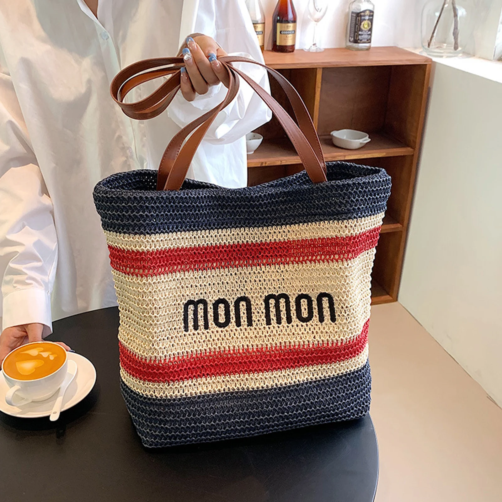 

Женская большая соломенная сумка-тоут, летняя пляжная сумка ручной работы, вместительные плетеные дорожные сумки ручной работы для отпуска