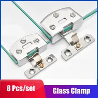 8 Pcs Fitting Glass Door Hinge Glass Clamp Bright Brushed Black Galss Clamp Cabinet Door Hinges Cabinet Hinges Swivel Clamp
