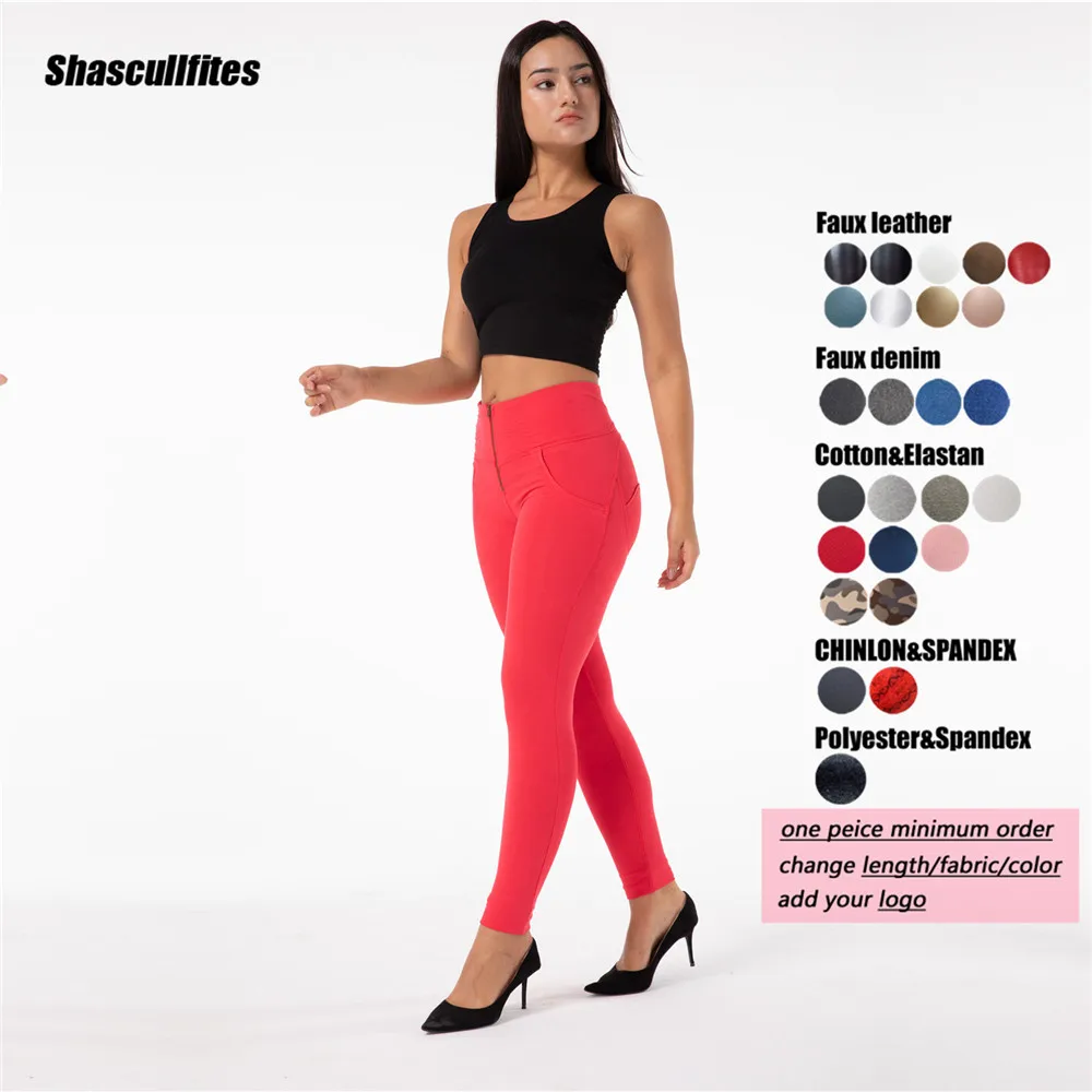 Shascullfites Gym and Shaping Tailored Pants High Waist Sports Booty Push Up Slim Red Skinny Female Leggings
