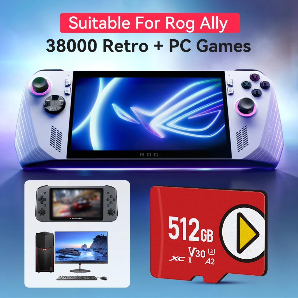 

Игровая/TF-карта для портативной консоли Rog Ally с 38000 ретро-играми + компьютерные игры для MAME/SS/PS1/PS2/PS3/PSP/DC/N64/WII/WIIU/NES/NDS
