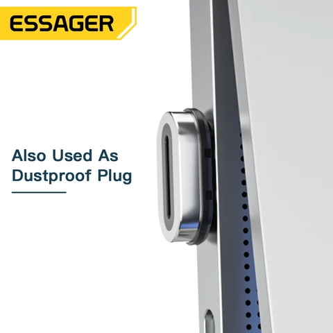 Магнитный адаптер Essager PD 100 Вт USB C OTG для быстрой зарядки, магнитный разъем типа C, 20 Гбит/с, синхронизация данных 4K при 60 Гц для ноутбука Macbook