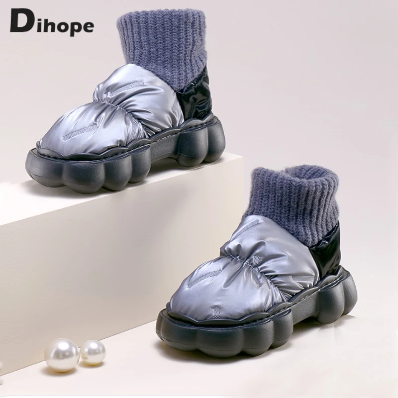 

2022 Водонепроницаемые зимние ботинки, женские зимние закрытые плюшевые тапочки, легкие ботильоны, женские теплые пушистые меховые ботинки с...