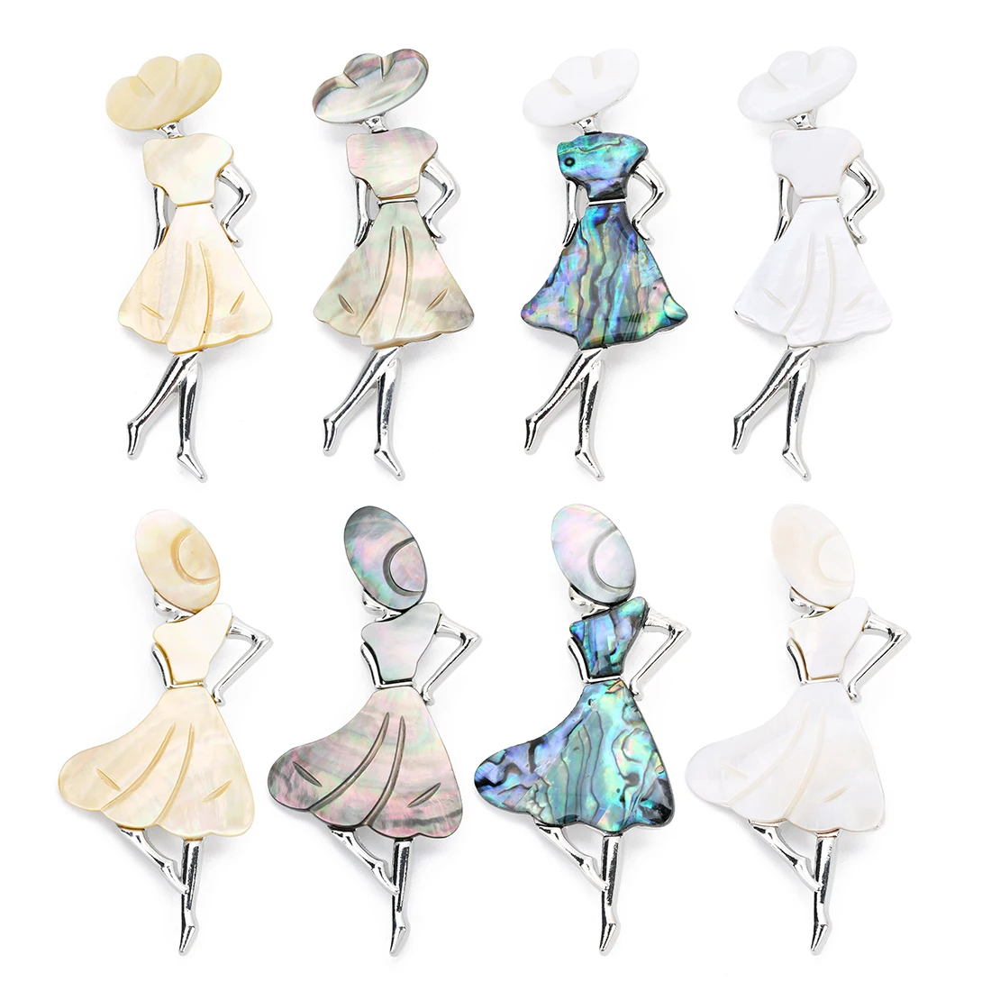

85x30mm Trendy Natural Shell Brooch Pin Pendant Metal Girl Model For Lady Women Party Charm Necklace Jewelry Finding Ornament