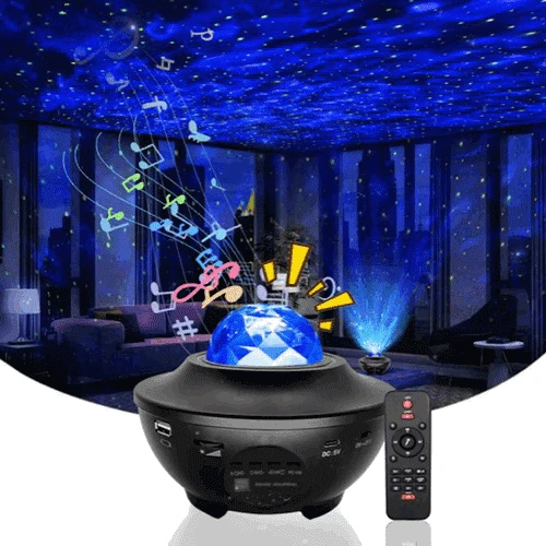 

Цветной светодиодный проектор звездного света, вращающийся ночной Светильник океанской волны, Музыкальный USB-светильник небула, звездное н...
