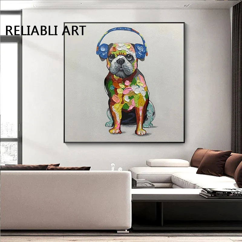 

Абстрактная картина маслом красочная собака на холсте плакаты и принты Настенная картина для гостиной домашний Декор без рамки