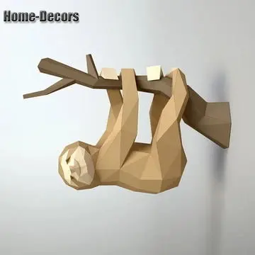 

3D Paper Mold Animal Non-Finished Sloth Model Folding Paper Work DIY Craft Wall Hanging Home Decor Craft Figurines Miniatures