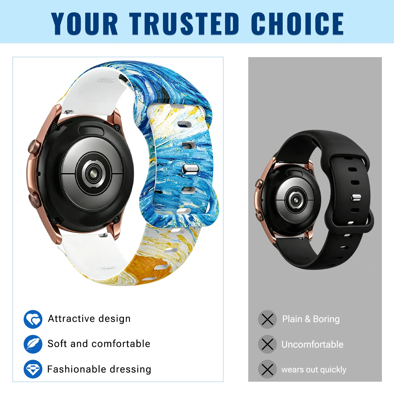 Фото Ремешок 22 мм 20 мм для Samsung Galaxy Watch 7 4 6 5 pro Classic/Gear S3/Active, спортивный браслет с принтом, ремешок для Galaxy 6 classic 43/47 мм №5