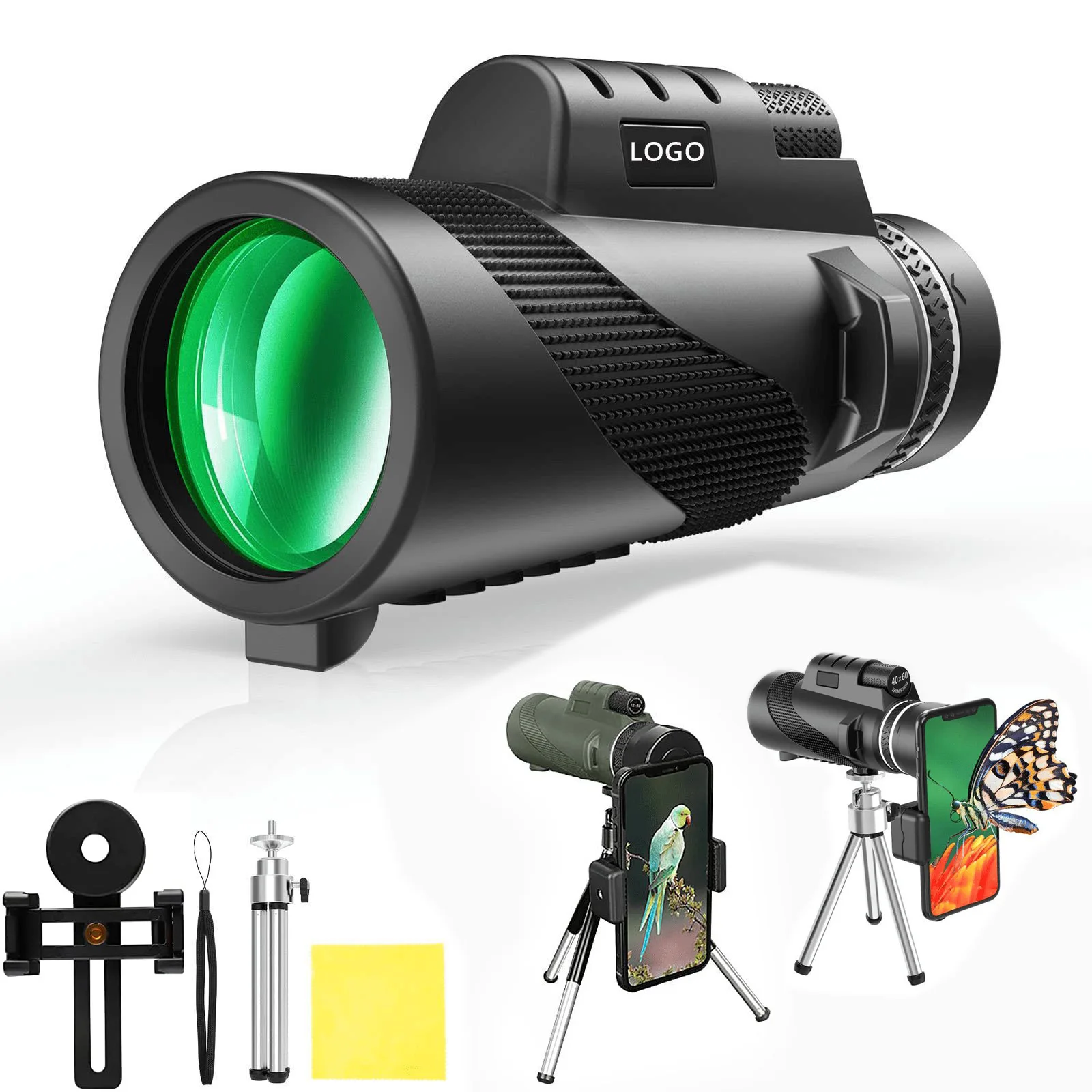 

80X100 Green Monocular High-definition Outdoor Bird-watching Mobile Phone Telescope Photo