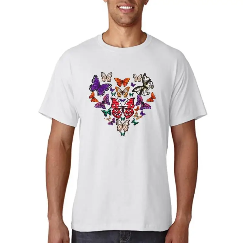 

Новая футболка с принтом бабочки и сердца, модная женская футболка, женские милые футболки в стиле Харадзюку с графическим принтом, женская ...