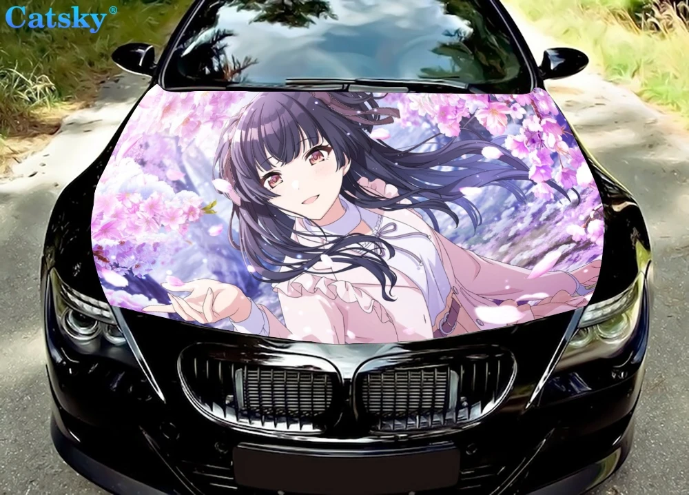 

Автомобильные напольные коврики Mai Sakurajima Peeker, Виниловая наклейка на капот, полноцветная графическая наклейка, изготовление на заказ