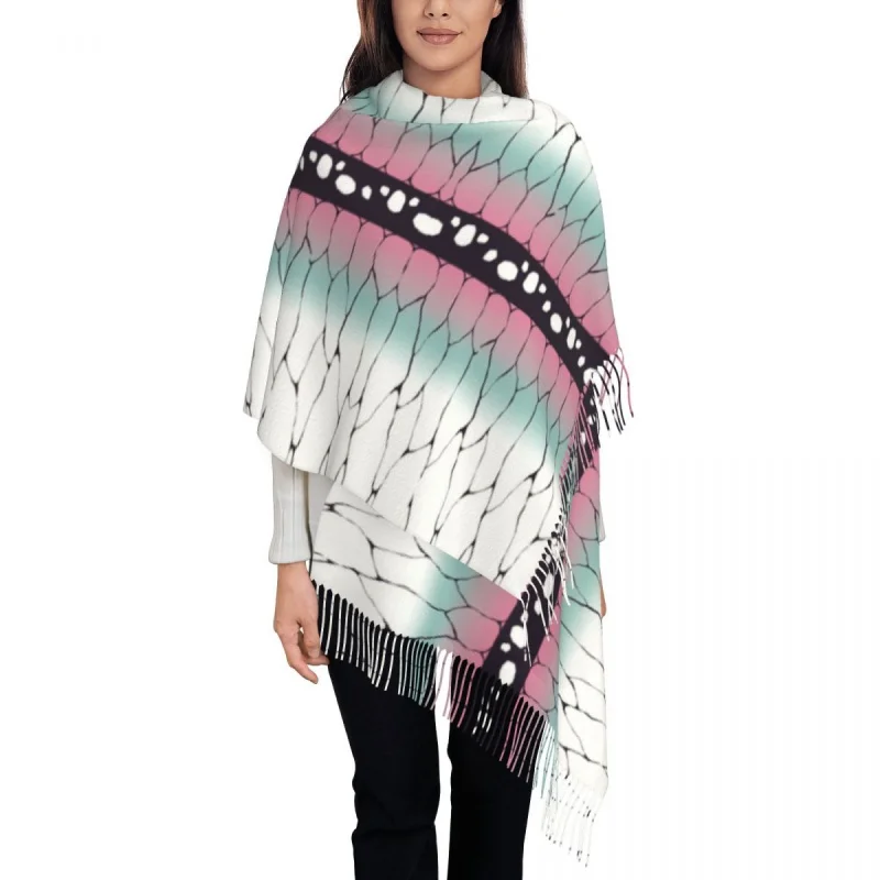 

Stylish Kimono Pattern Demon Slayer Tassel Scarf Winter Warm Shawl Wrap Ladies Anime Manga Scarves