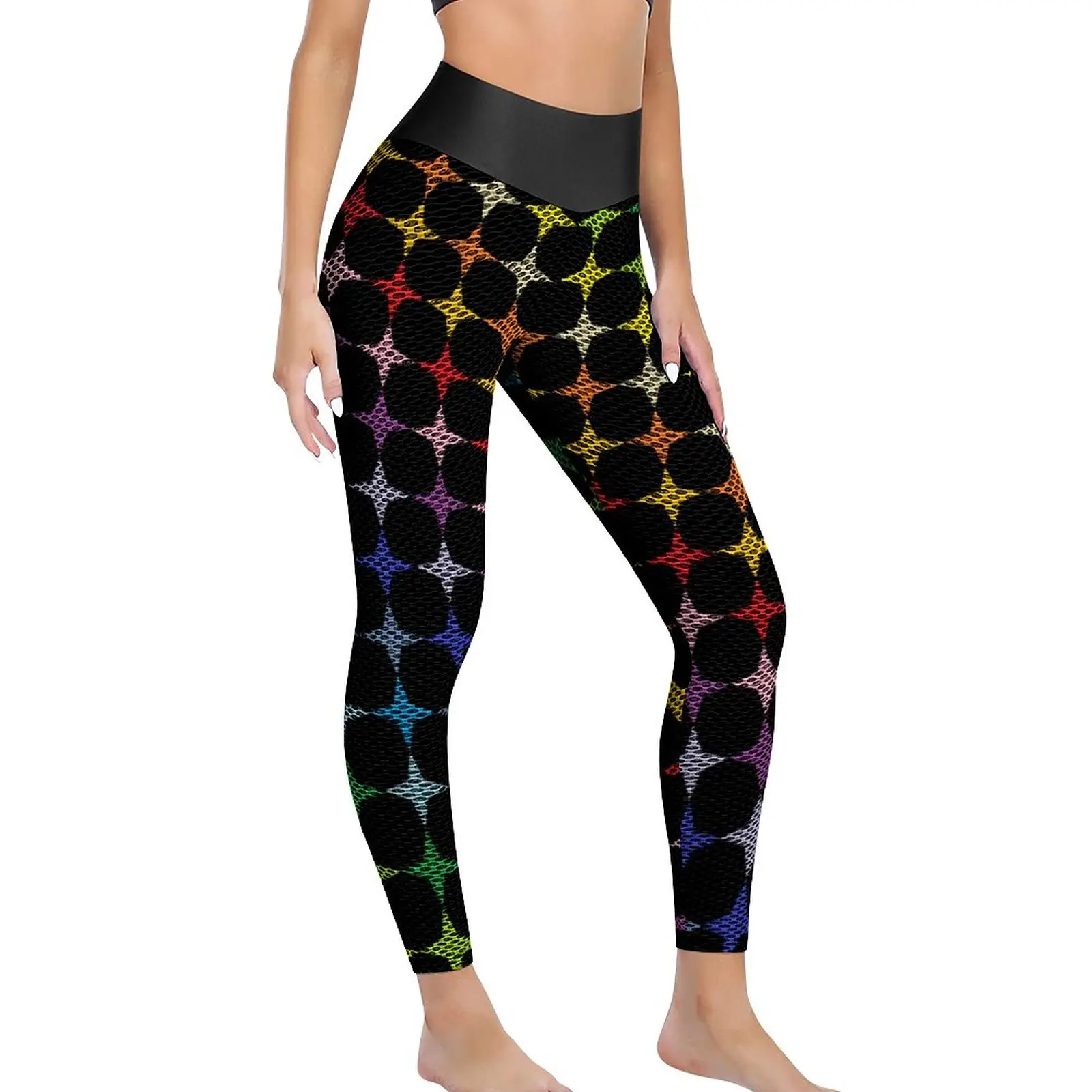 

Funny Rainbow Leggings Sexy Four Points Stars Fitness Yoga Pants Push Up Seamless Sports Tights Female Retro Graphic Leggins