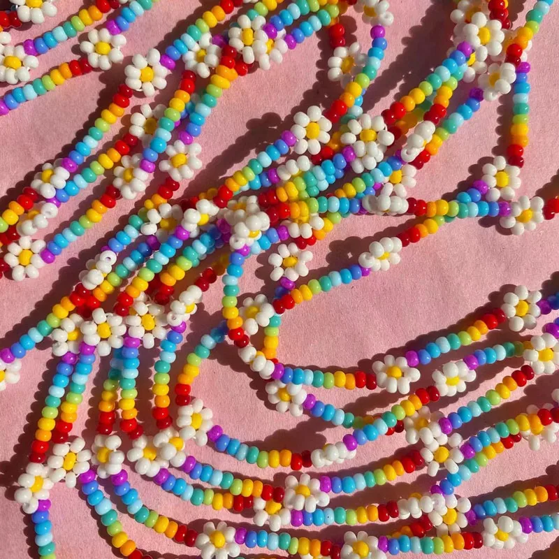 

Красочная женская подвеска в стиле бохо, летняя Маргаритка, цветок, бусины, цепочка, ожерелья ручной работы, Пляжная бижутерия