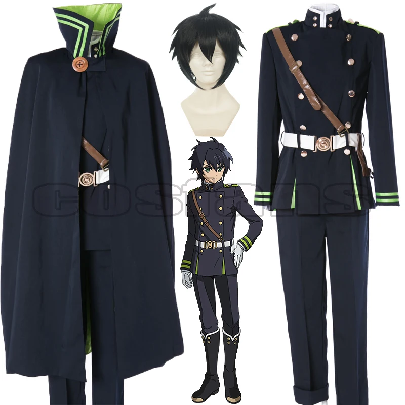 Yuichiro Hyakuya cosplay clothes Anime Seraph of the end suits Military uniform Halloween Costumes Active Play Party cloak Wigs