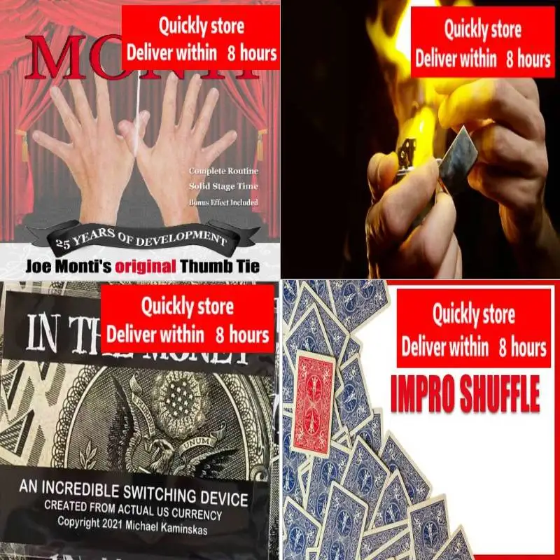 

Joe Monti's Original Thumb Tie,Impro Shuffle by Josep Vidal,In The Money by Michael Kaminskas,Ignite v3 by Urbain Magic Tricks