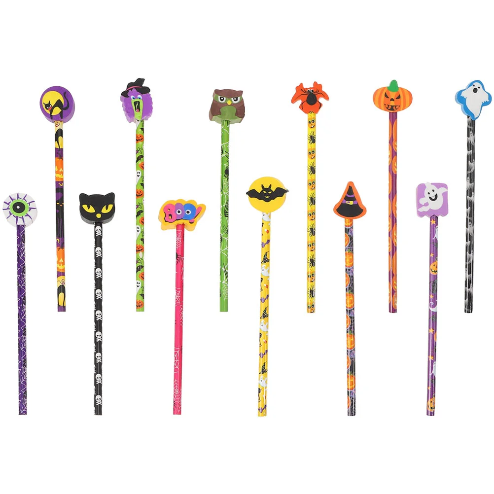 

12Pcs Themed Pencils Cartoon Eraser Pencils Drawing Writing Pencils Kid Gifts