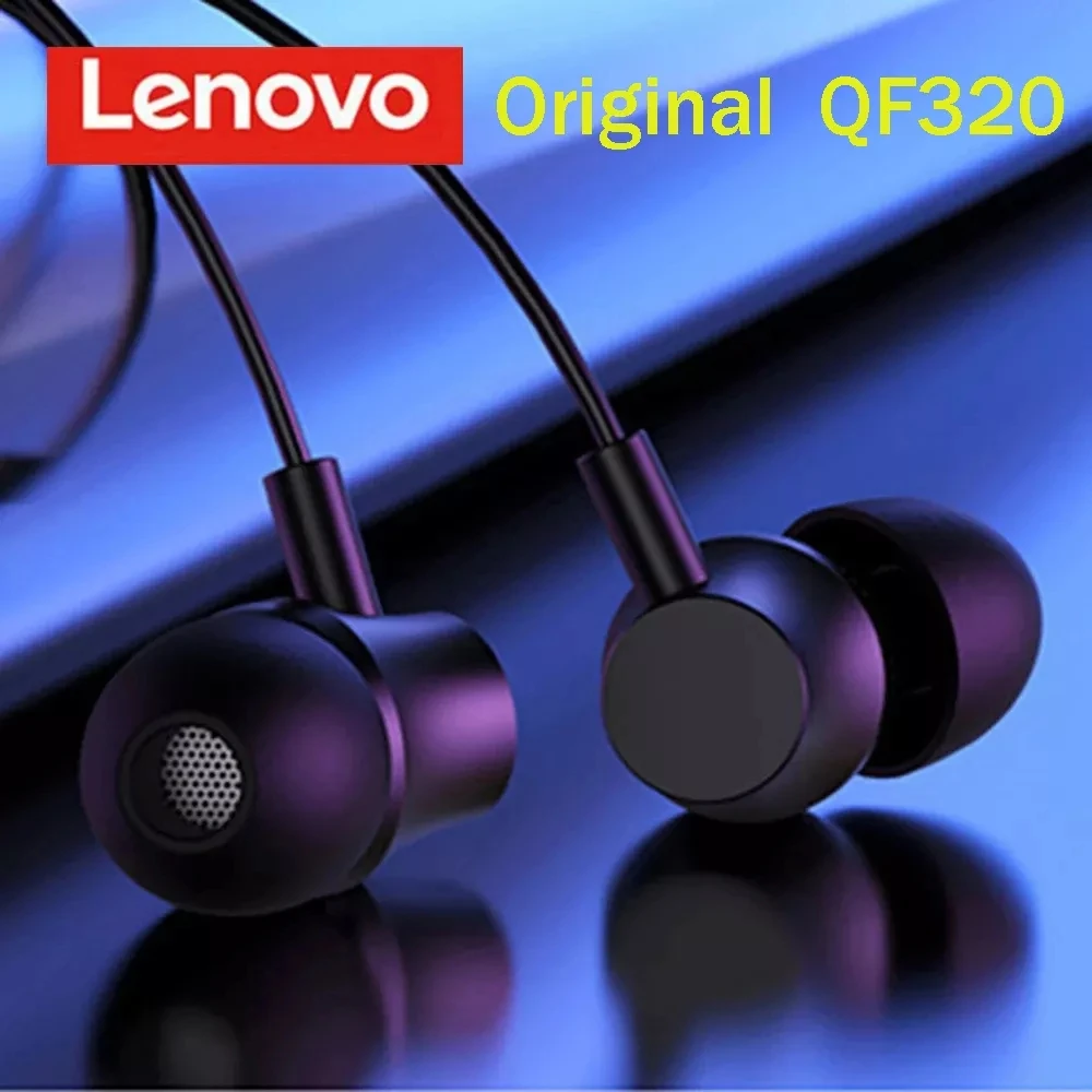 

Lenovo Original QF320 3.5mm In-ear Wired Earphone Sound Heavy Subwoofer Driver Stereo Earbuds Sports Headphone With Mic Headset