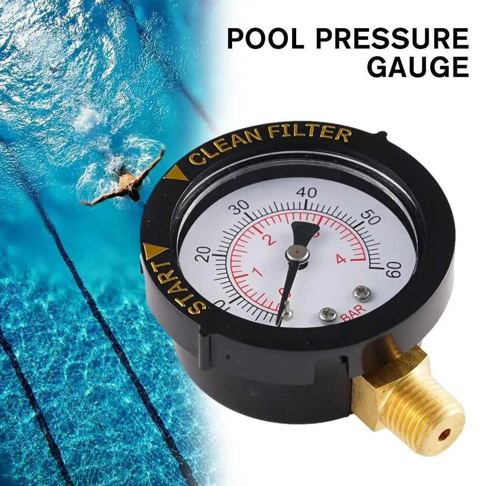 

0-60 PSI Mini Pressure Gauge Pool Spa Filter Water 0-60PSI BSP Measuring Pressure Cylinder ZG Pressure Gauge NPT Sand F7C3