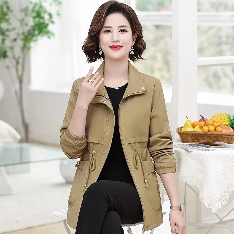 Тренчкот средней длины со шнуровкой и отложным воротником корейские винтажные