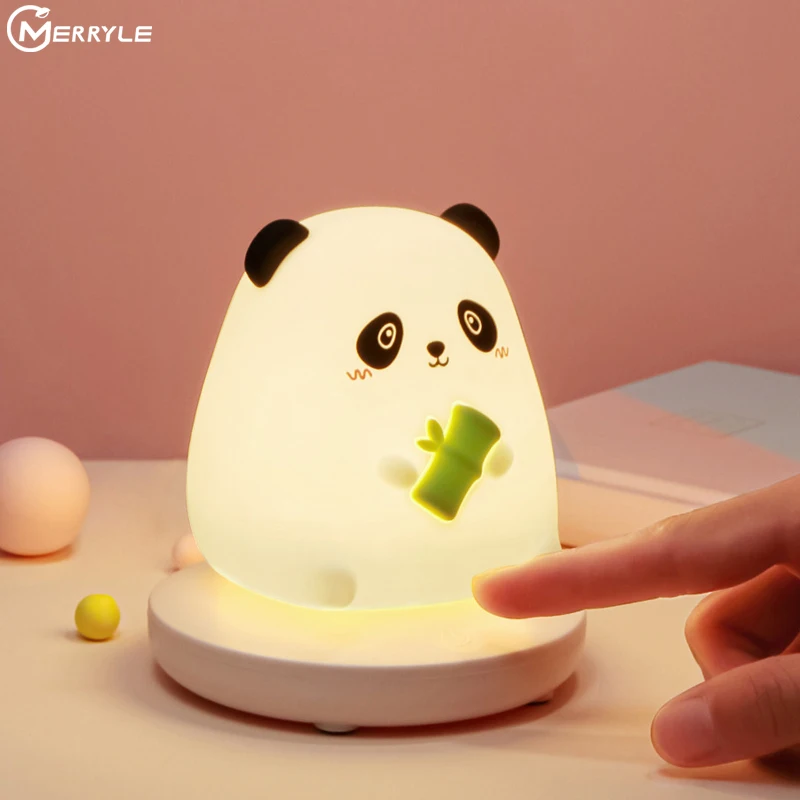 

USB Recharge LED Night Light Touch Switch Dimmable Night Lamp Cartoon Silicone Light for Baby Kids Child Birthday Christmas Gift