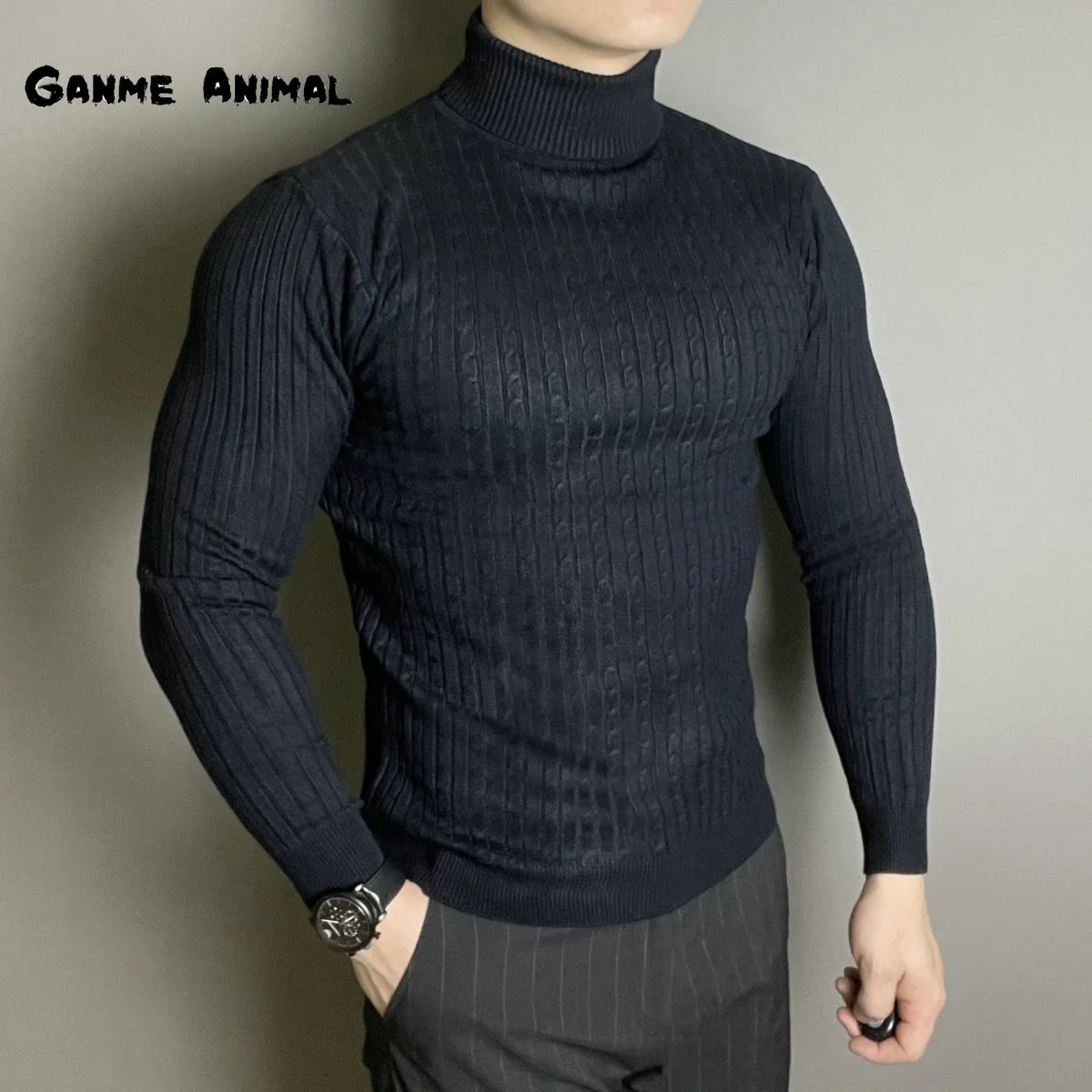 

New Winte Men's Rollneck Knitted Keep Men Jumper Knit Woolen Turtleneck Warm Sweater Casual Pulloverr Coats Knit Sweater