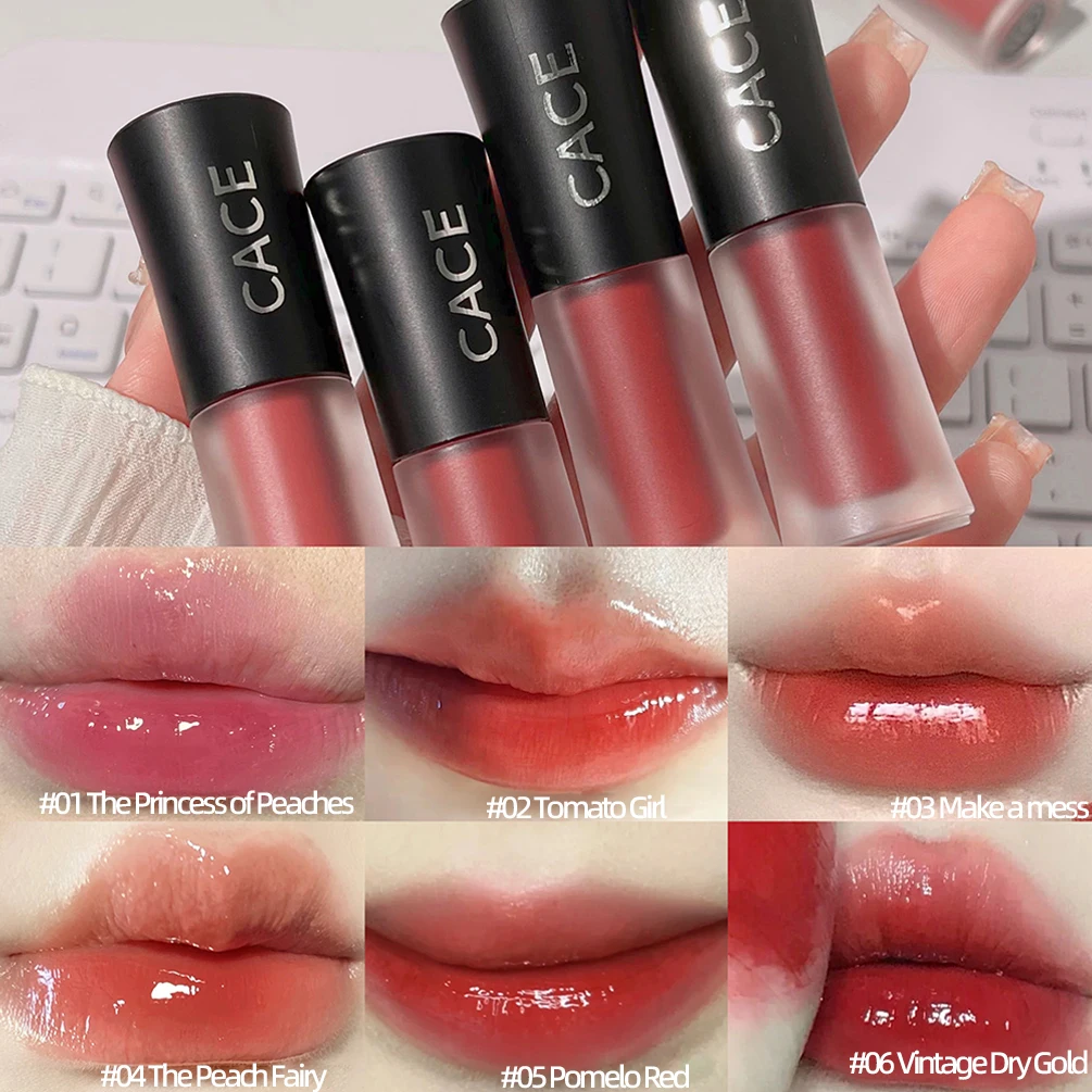 

6 Color Tea Red Mirror Dyeing Lip Gloss Moisturizer Liquid Lipstick Waterproof Long Lasting Pink Lip Tint Korean Makeup Cosmetic