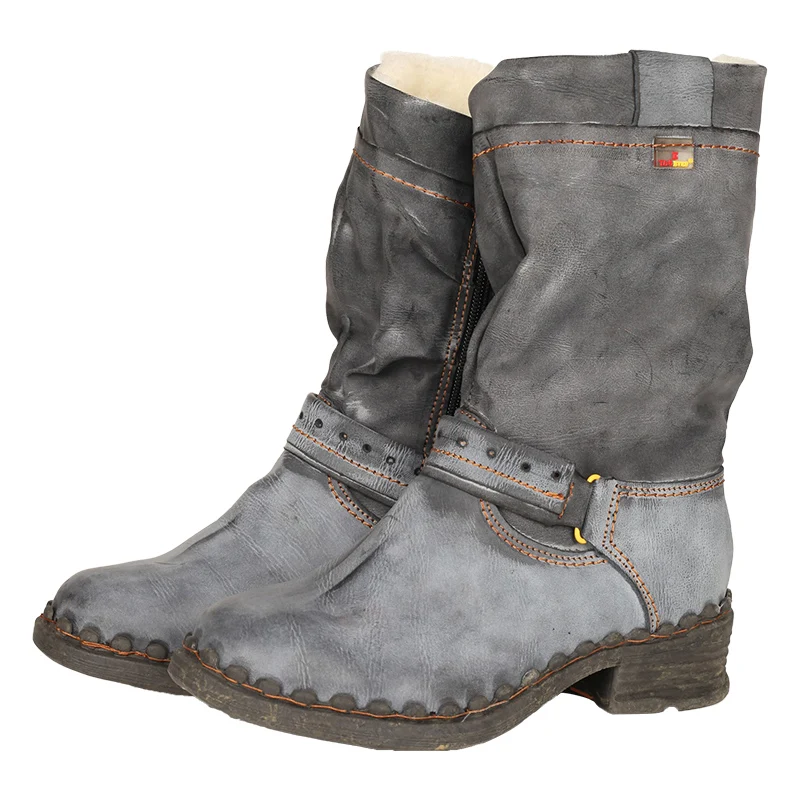 TMA EYES Женские ботинки из искусственного меха с пряжкой и акцентом