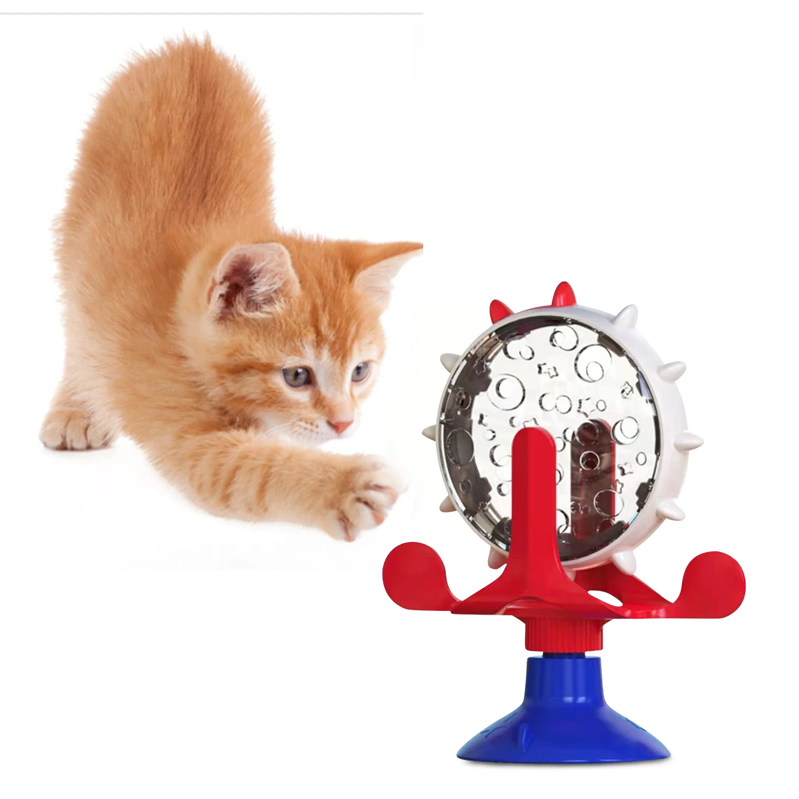 

Interactive Pet Cat Feeding Toy Kitten Dog Pet Windmill Dog Feeder Sucker Original Rotatable Wheel Toy Pets Dogs Accessories