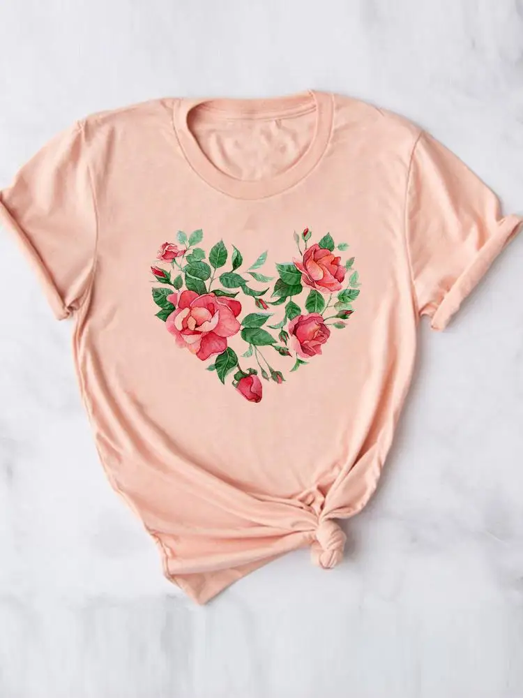 

Flower Style 90s Sweet Stylish Fashion Short Sleeve Casual T-shirts Clothes Women Female Summer T Clothing Print Graphic Tee