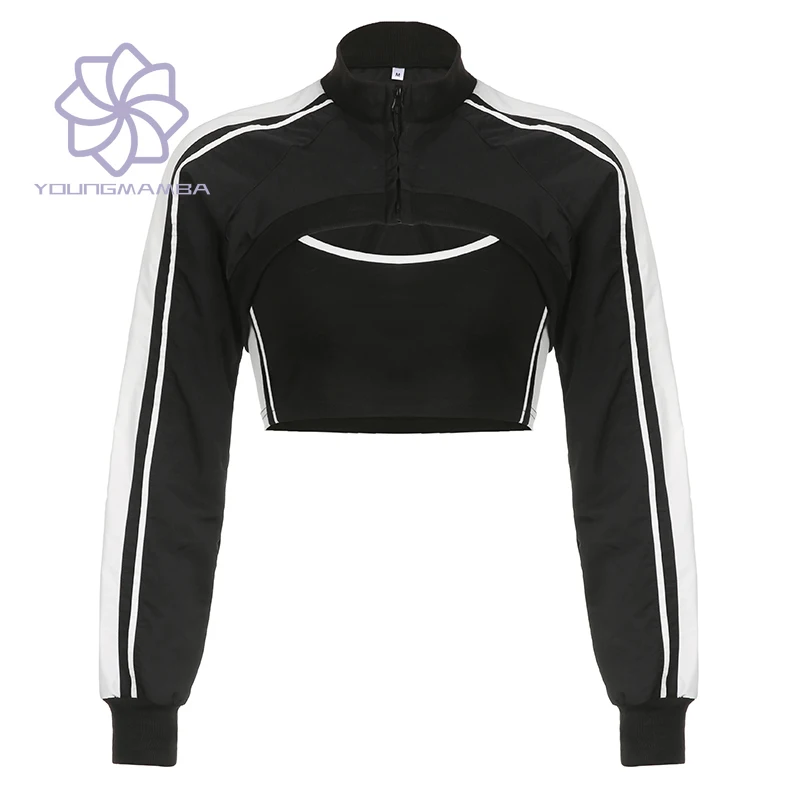 

2023 функциональная уличная лента Контрастная Полоса на молнии короткий пиджак приталенный комплект из двух предметов с подвесными лямками