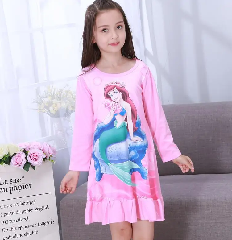 Детские платья для девочек Милая Ночная рубашка маленьких Сезон осень-зима