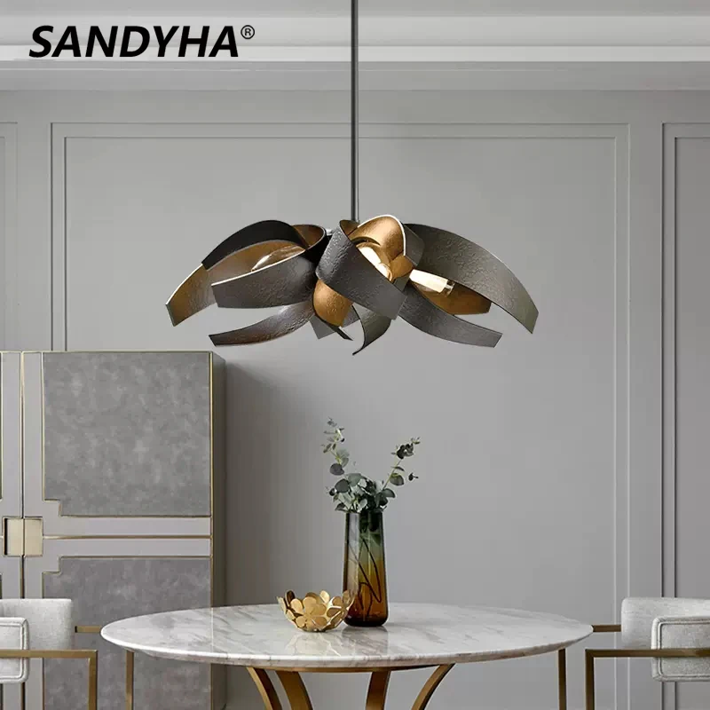 

Французская художественная железная художественная люстра SANDYHA, индивидуальный светильник для столовой, гостиной, спальни, кабинета, кварт...