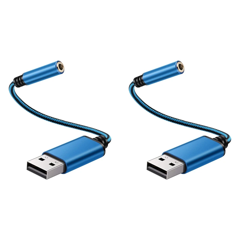 

2X USB To 3.5Mm Headphone Jack Audio Adapter,External Stereo Sound Card For PC, Laptop,For PS4,For Mac Etc (0.6 Feet)