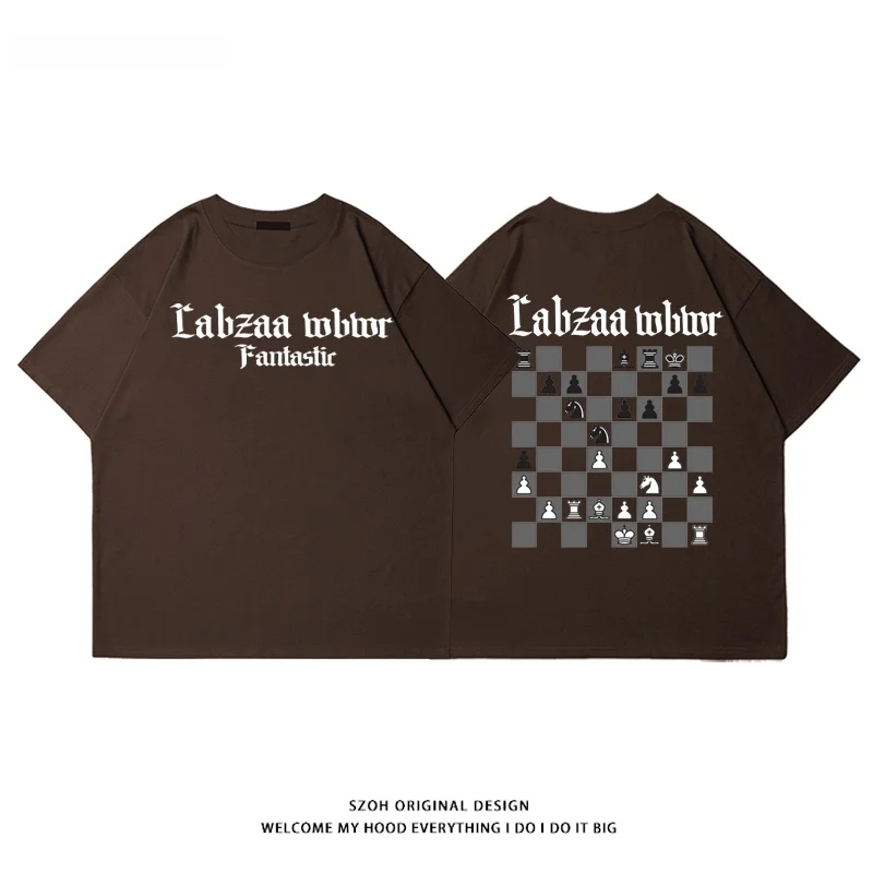 Модная красивая футболка Ins Chessboard с принтом из чистого хлопка индивидуальная