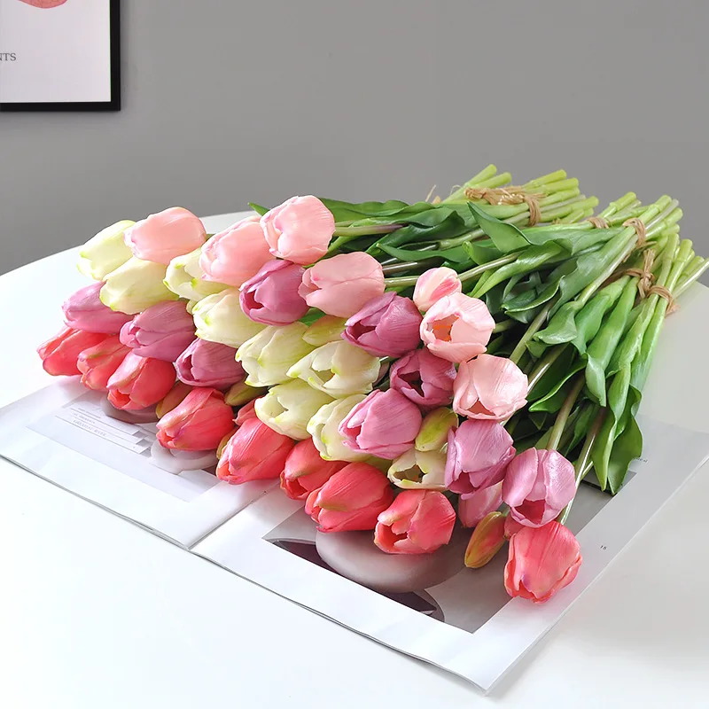 

Новинка, силиконовый тюльпан, искусственный цветок на ощупь, 5 шт./букет, 46 см, Роскошный домашний декоративный цветок для гостиной, декоративные цветы, искусственное растение
