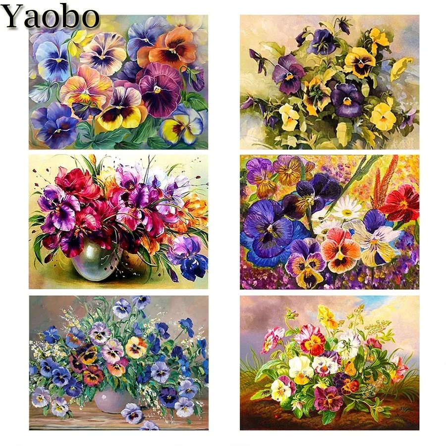 

5D DIY Diamond Embroidery Flower Mosaic Full Diamond Painting Pansy Rose Peony 5d Cross Stitch Furniture Decoration Hobby Gift