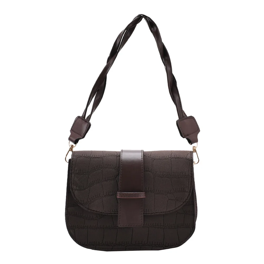 

Youth Ladies Simple Versatile Bag Female Stone Pattern Tote Envelope Shoulder Bag Tote Scrub PU Woven Strap Clutch