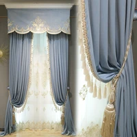 european style curtains for living dining room bedroom custom haze blue velvet luxury blackout door window curtain room decor
