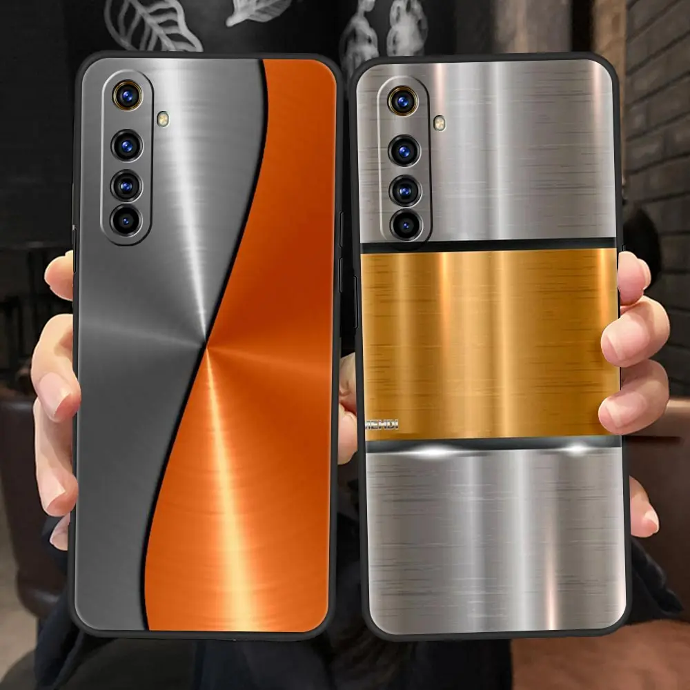 Тёмный матовый чехол с металлической текстурой и крутым принтом для Realme 8 C21 9 Pro 8i